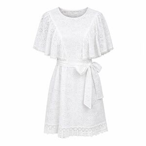 Melissa Odabash Kara White Eyelet Mini‎ Dress Medium